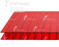 Сотовый поликарбонат 4мм, 2.1х6м красный, Люкс